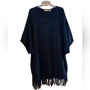 Valerie Stevens Black Fringed Poncho/Dress Whimsigoth Boho Witchy Plus Size 2X